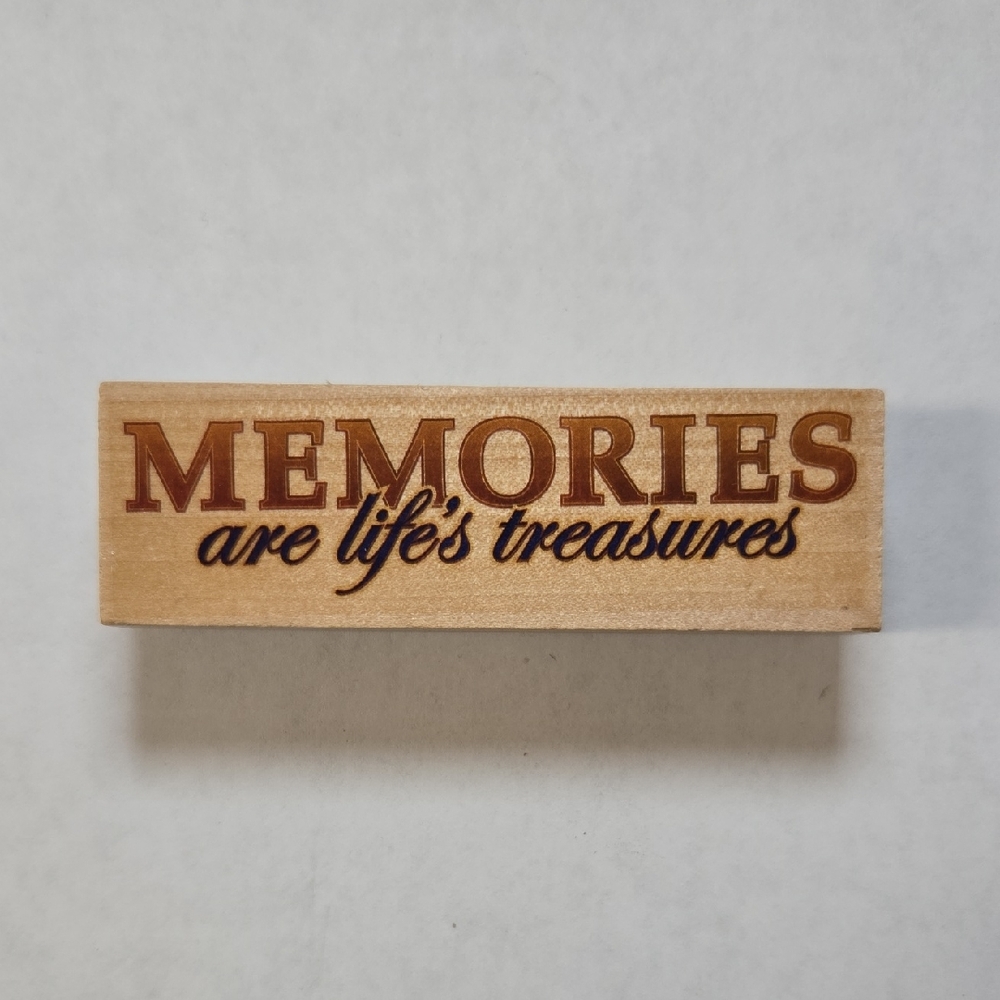 Memories Are Life's Treasures Wooden Design Stamp - Natural Brown
